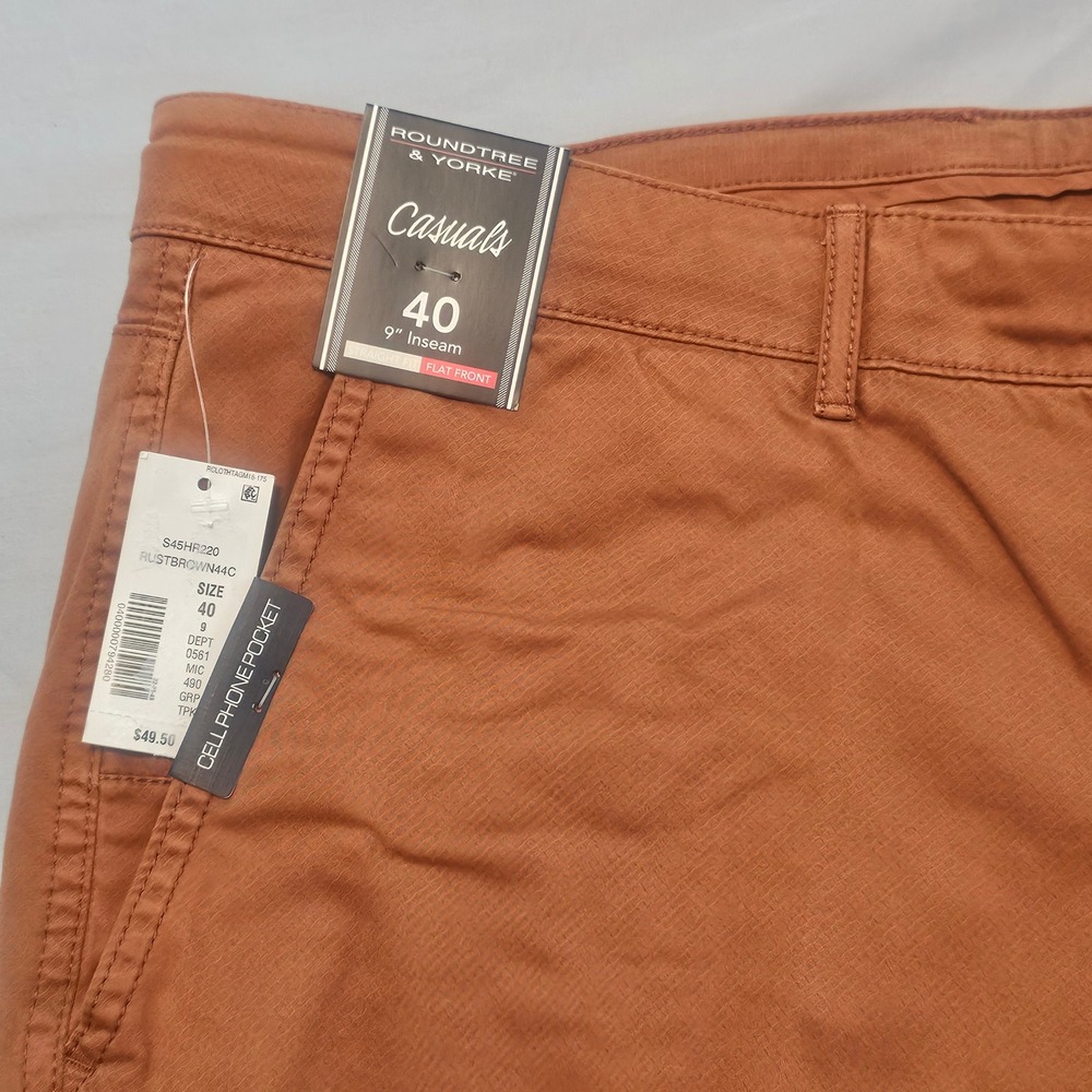 Roundtree Yorke Size 40 Straight Shorts Rust Brown Geo Design 9" inseam NWT L892 - Picture 4 of 6